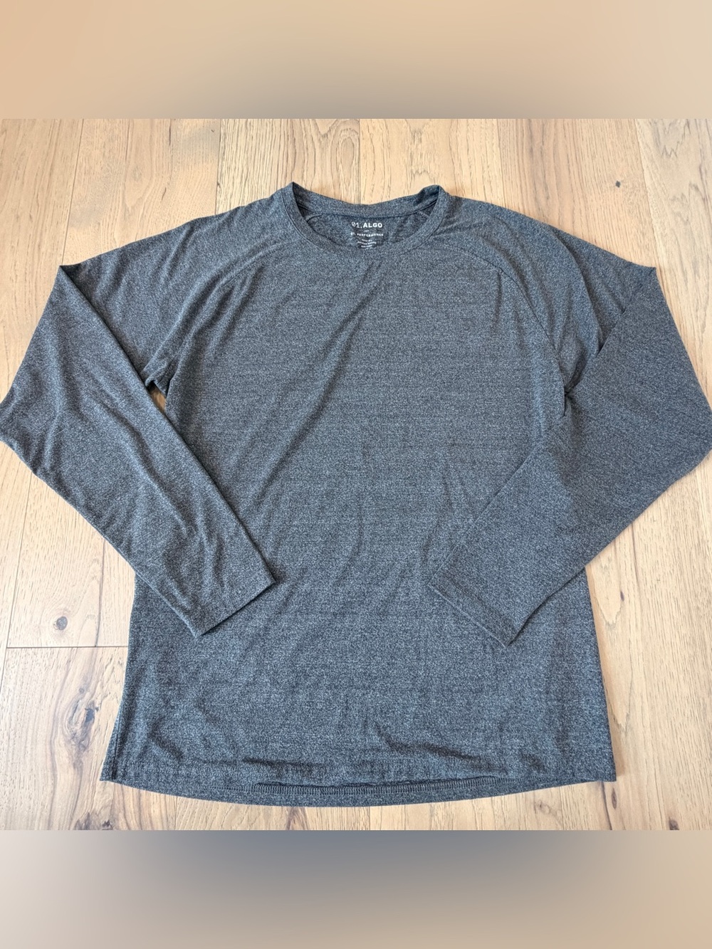 01.Algo Performance Shirt Mens M Heather Gray Active Long Sleeve Quick Dry NWOT